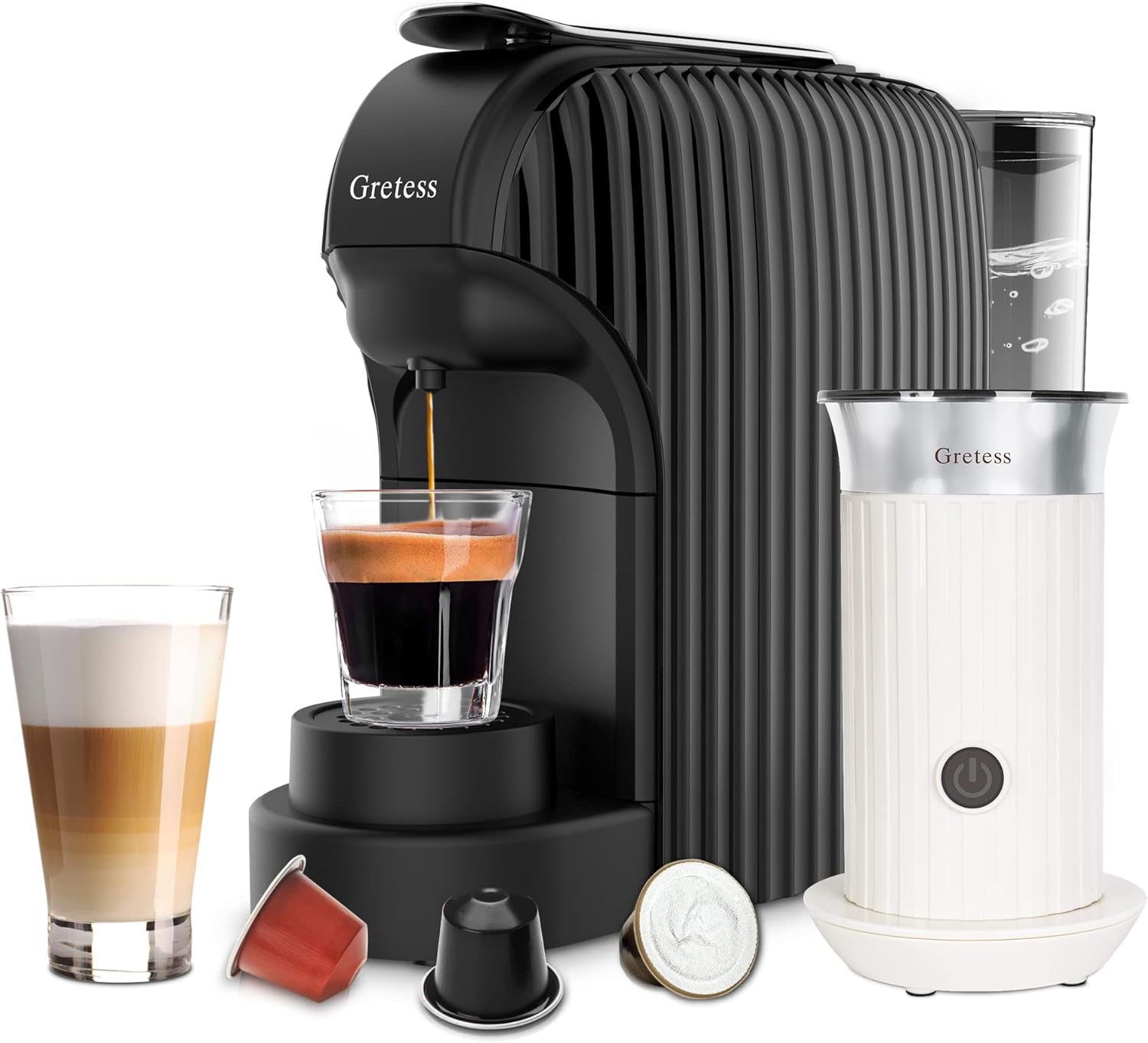 Gretess Espresso Machine with Electric Milk Frother, Bundle