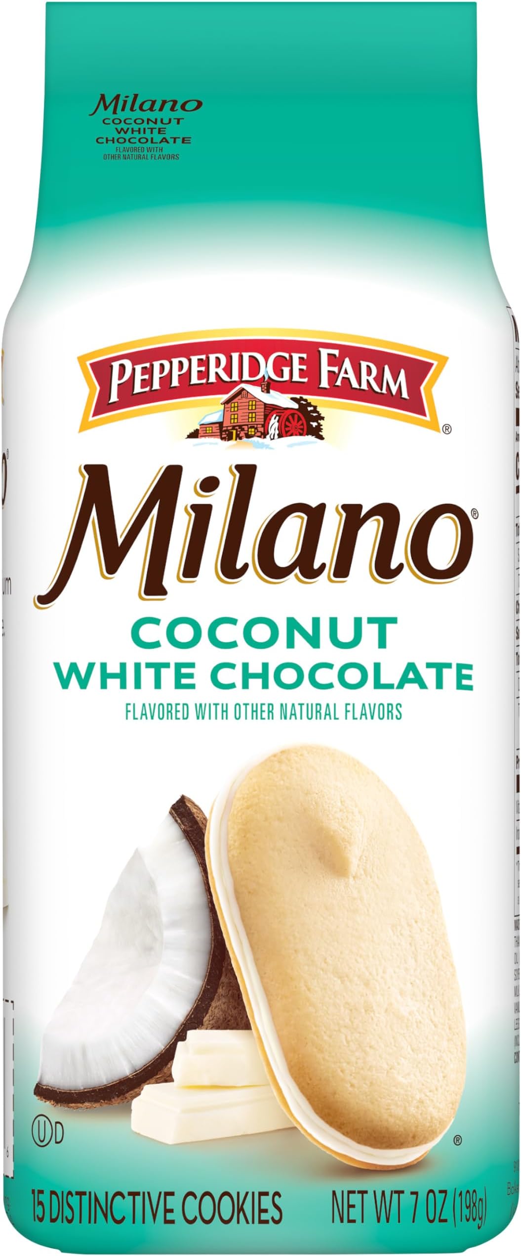 Pepperidge Farm Milano White Chocolate Coconut Flavored Cookies, 7 Oz Bag