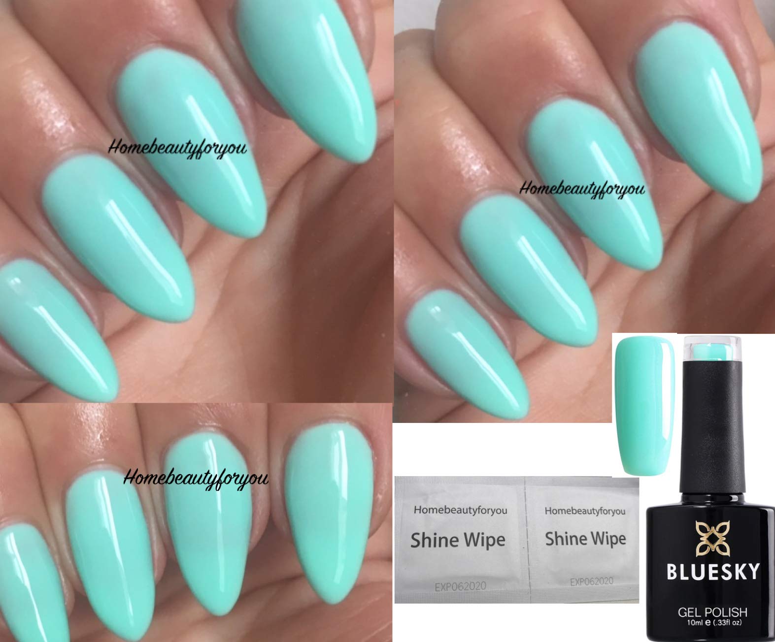 Bluesky GEL NAIL POLISH Turquoise Light Mint Color Pastel Sky