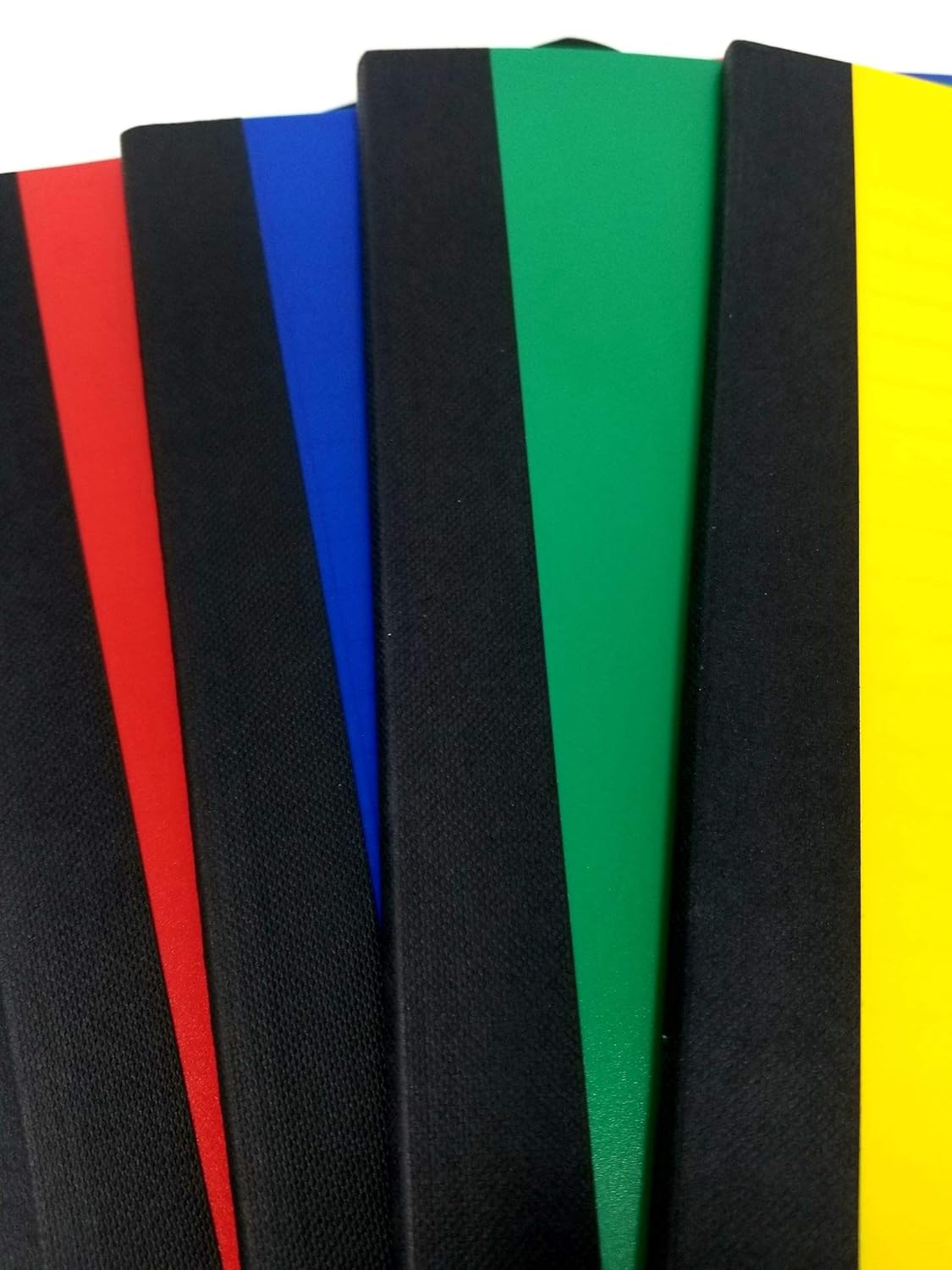 5 Pack of Poly Cover College Ruled Solid Color Composition Notebooks - Red, Black, Blue, Yellow & Green Plastic Covers      Thread Bound
