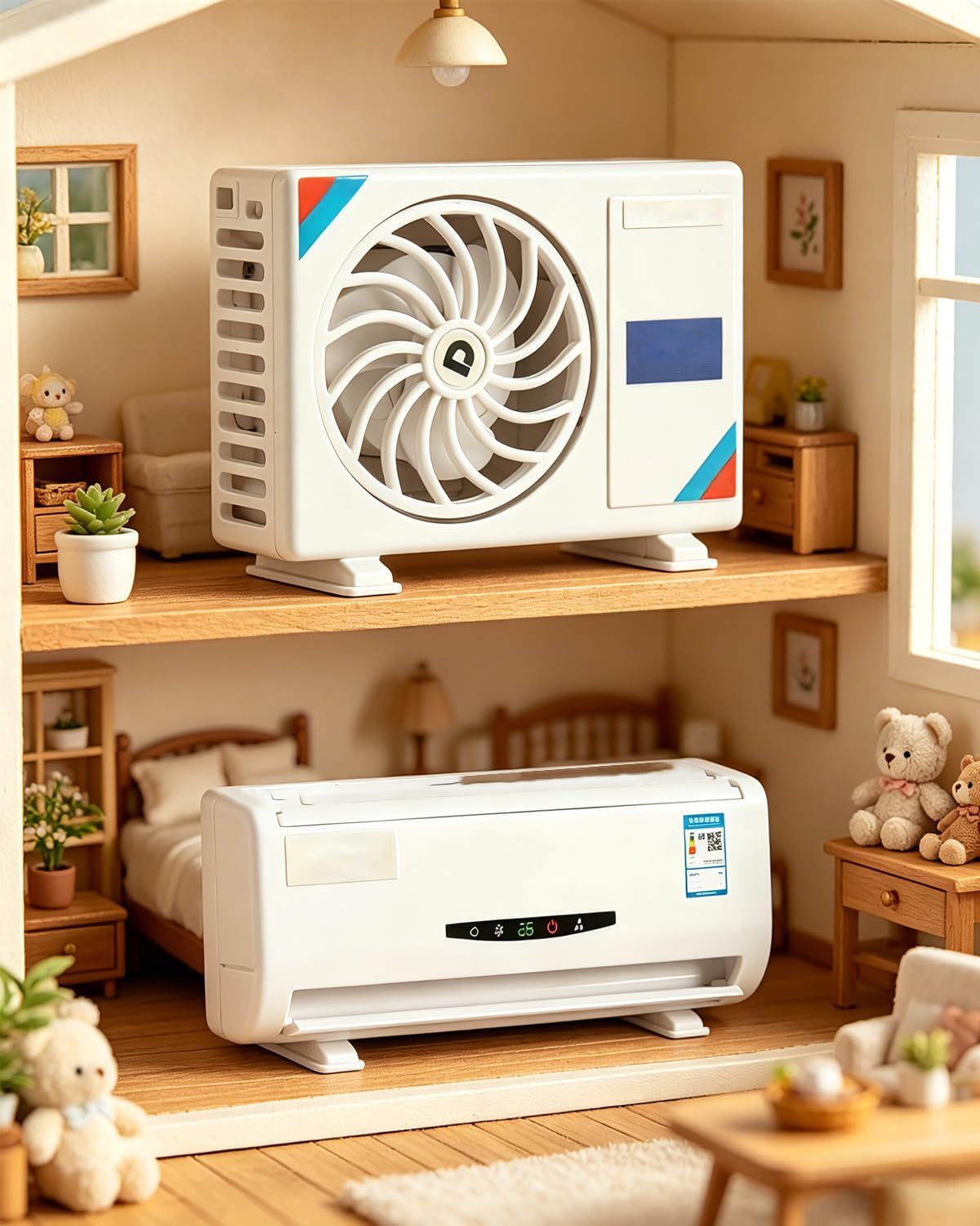 Miniature Split Air Conditioner Model - 1:12 Scale Diorama Accessory for 6" Action Figure Scene & Collectible Display (WhiteAirConditioner)