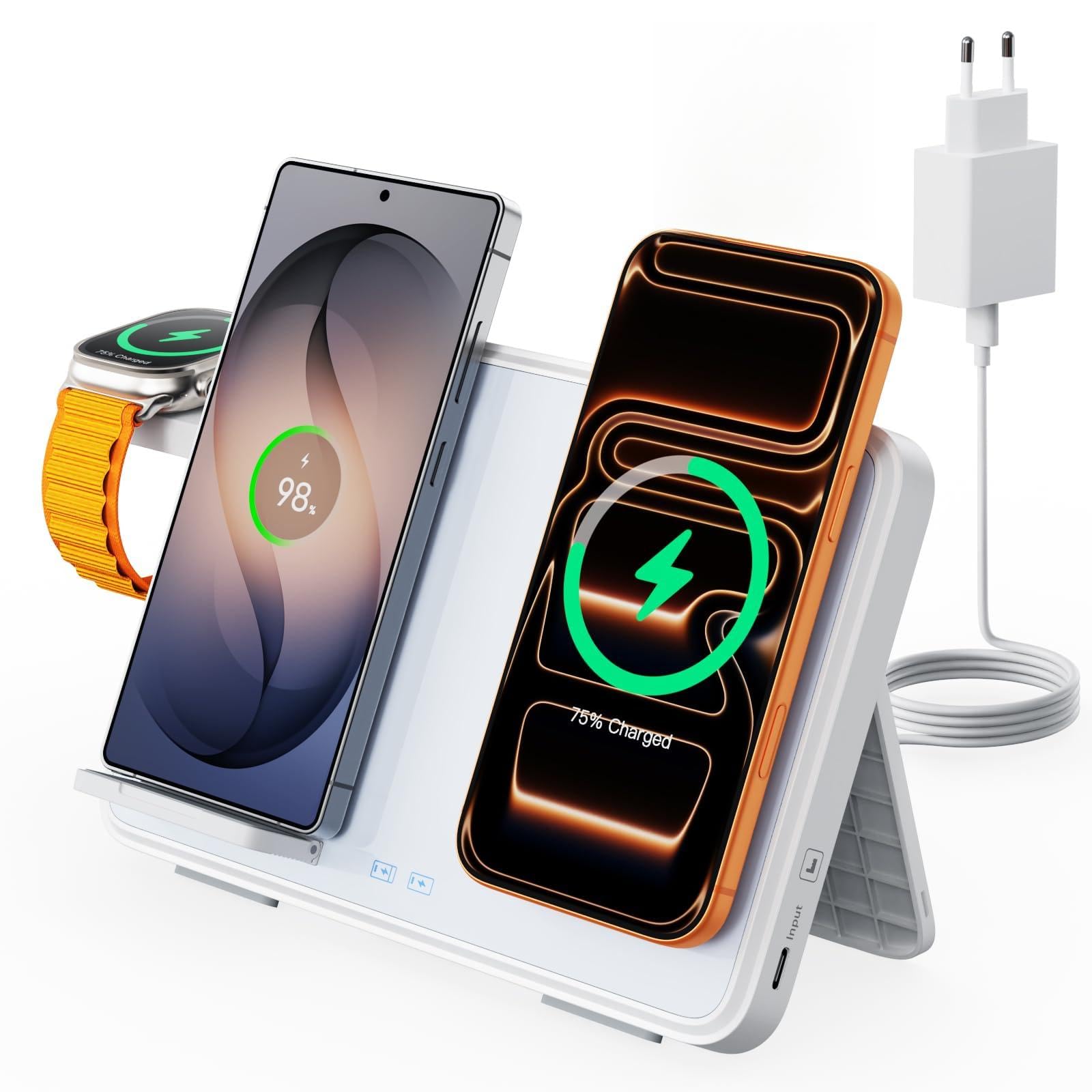 JoyGeek Doppia stazione di ricarica induttiva per 2 telefoni cellulari (bianco)