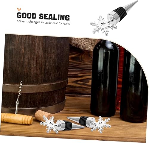 Miniatura 3 de NOLITOY Decoración de corona, 4 tapones para botellas de vino, corcho, copo de nieve, copos de nieve, tapones para botellas de vino, tapones de