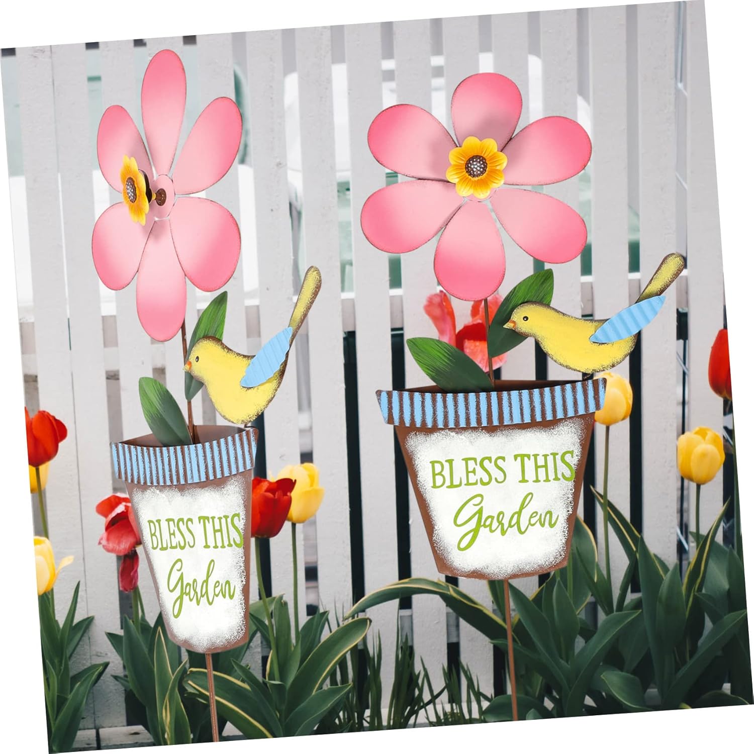 Garden Metal Pinwheel Decorative Windmill for Outdoor Landscape High-Durability Design Bright Colors Decor for Friends