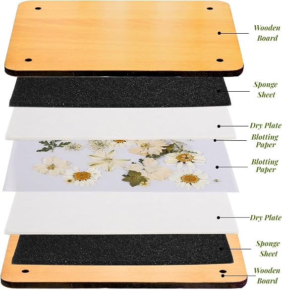 Noamus 54Pcs Flower Press Kit, 7 x 9.5 6-Layer Wooden Leaves Pressing Kit for Adult, Solid Wood Book Pressed Plant Preservation Kits, DIY Arts Dried Flowers Craft Tool for Gift