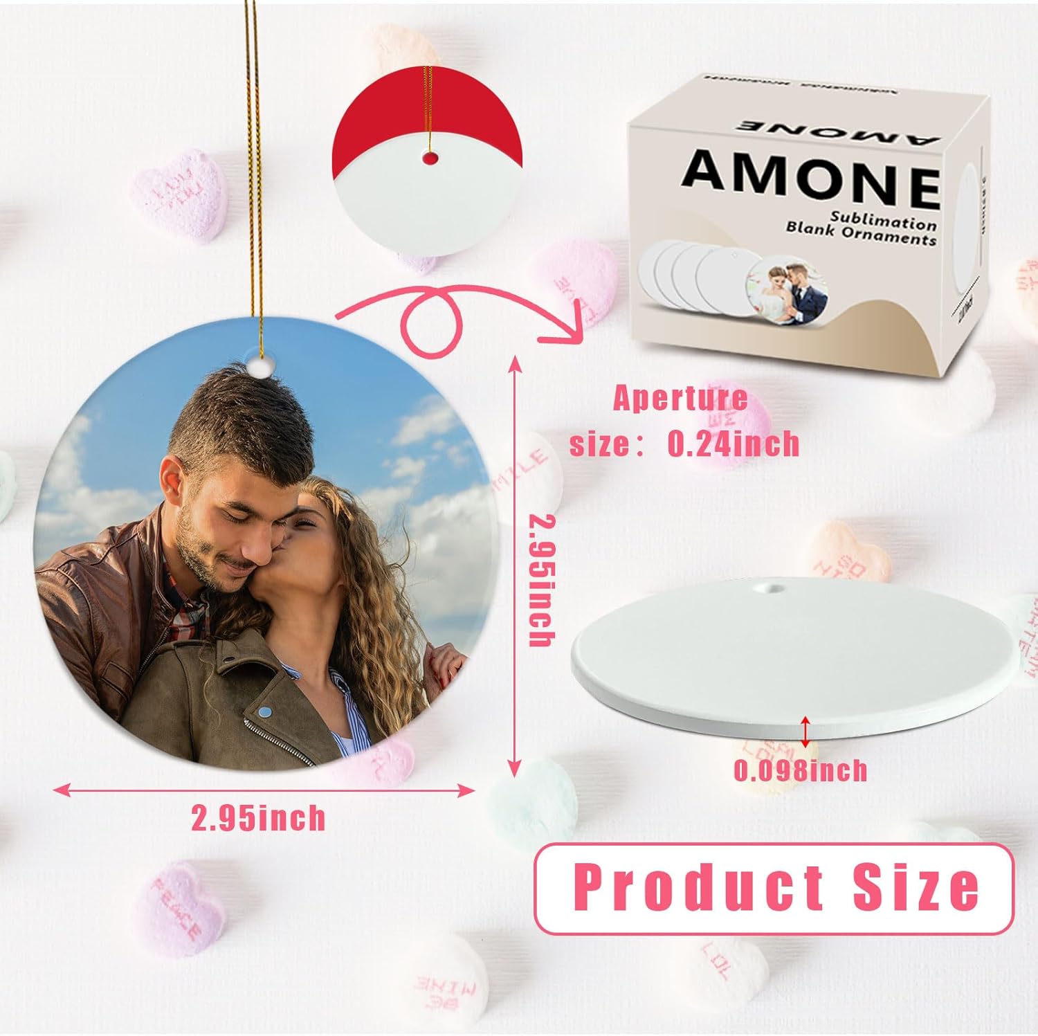 Sublimation Blanks Ornament Bulk 25pcs Personalized Christmas Ornaments Set Ceramic Ornaments White Sublimation Discs for Christmas Tree Decorations Wedding Birthday Gifts for Women Men 3" - Image 6