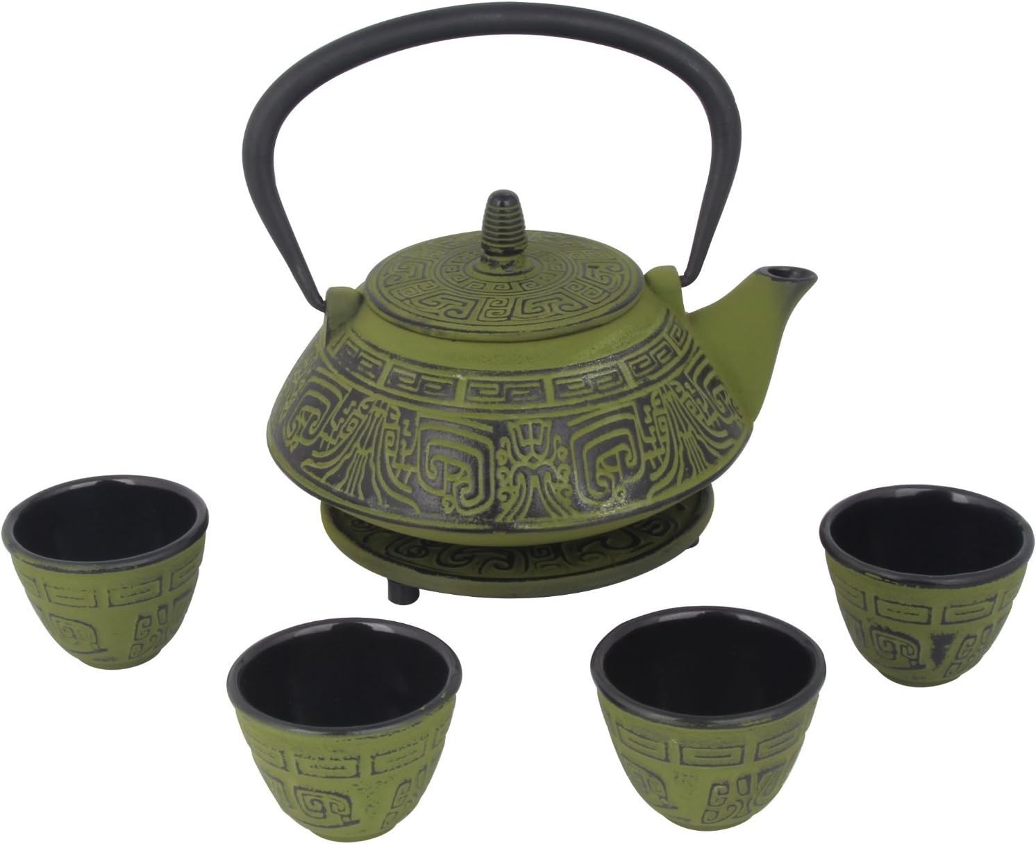 KendalKendal 26 oz Japanese Cast Iron Pot Tea Set w/Trivet, Green