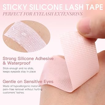 Lash Tape for Eyelash Extensions, Sticky Silicone Adhesive Pain-Free Removal Eyelash Tape, Pink Sensitive Breathable Medical Micro-Porous Lash Tech Supplies, 0.5 in x 4 Yds, 6 Rolls