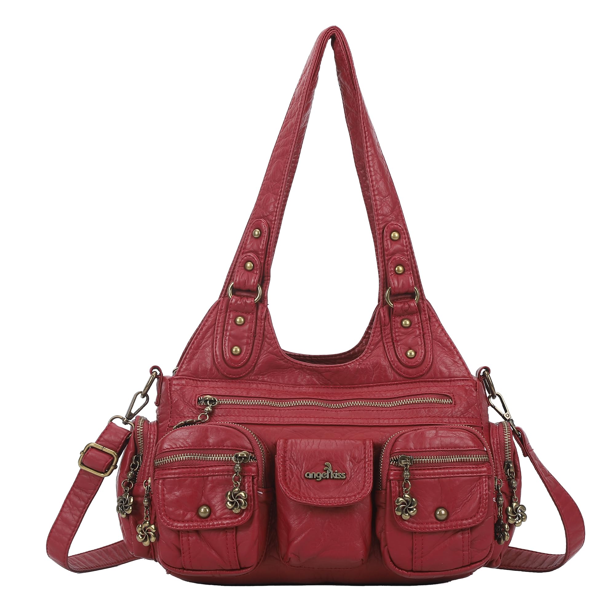 Angel Kiss Bolsos de Mujer Cuero PU Bandolera Mujer Tote Bag Impermeable Bolso Hobo Elegante con Cremallera de Múltiples Bolsillos, para Viajes, Compras, Trabajo, Uso Diario