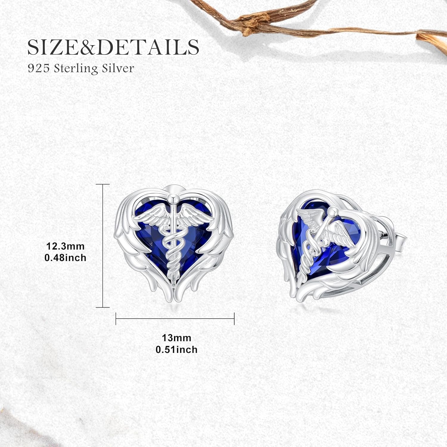 Caduceus Nurse Earrings 925 Sterling Silver Nurse Angel Wing Heart Earrings Nursing Graduation Jewelry Gifts for Women Doctor Medical Student