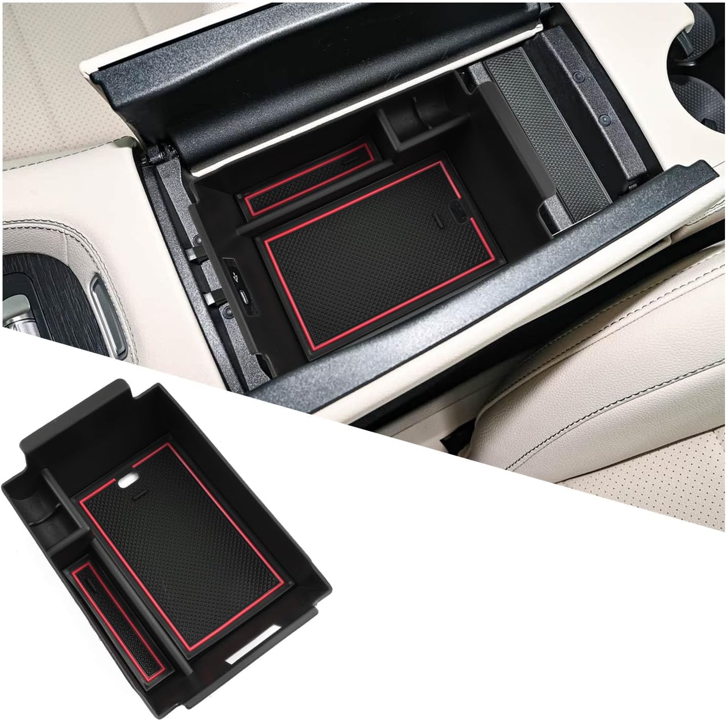 RUIYA Compatible with Mercedes-Benz GLE W167 | GLS X167 2020-2024 2025 Armrest Storage Box Console Storage Tray Central Armrest GLE Accessory