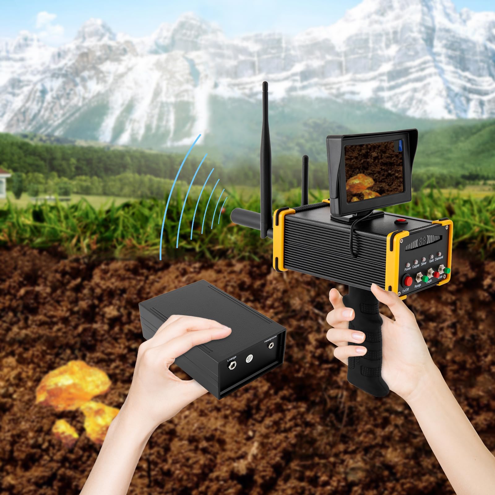 Metal Detector for Adults, Professional Higher Accuracy Gold Detector w/LCD Display, 3248ft Intelligent Remote Search Location Detection Underground Metal Finder for Gold Silver Copper Diamond