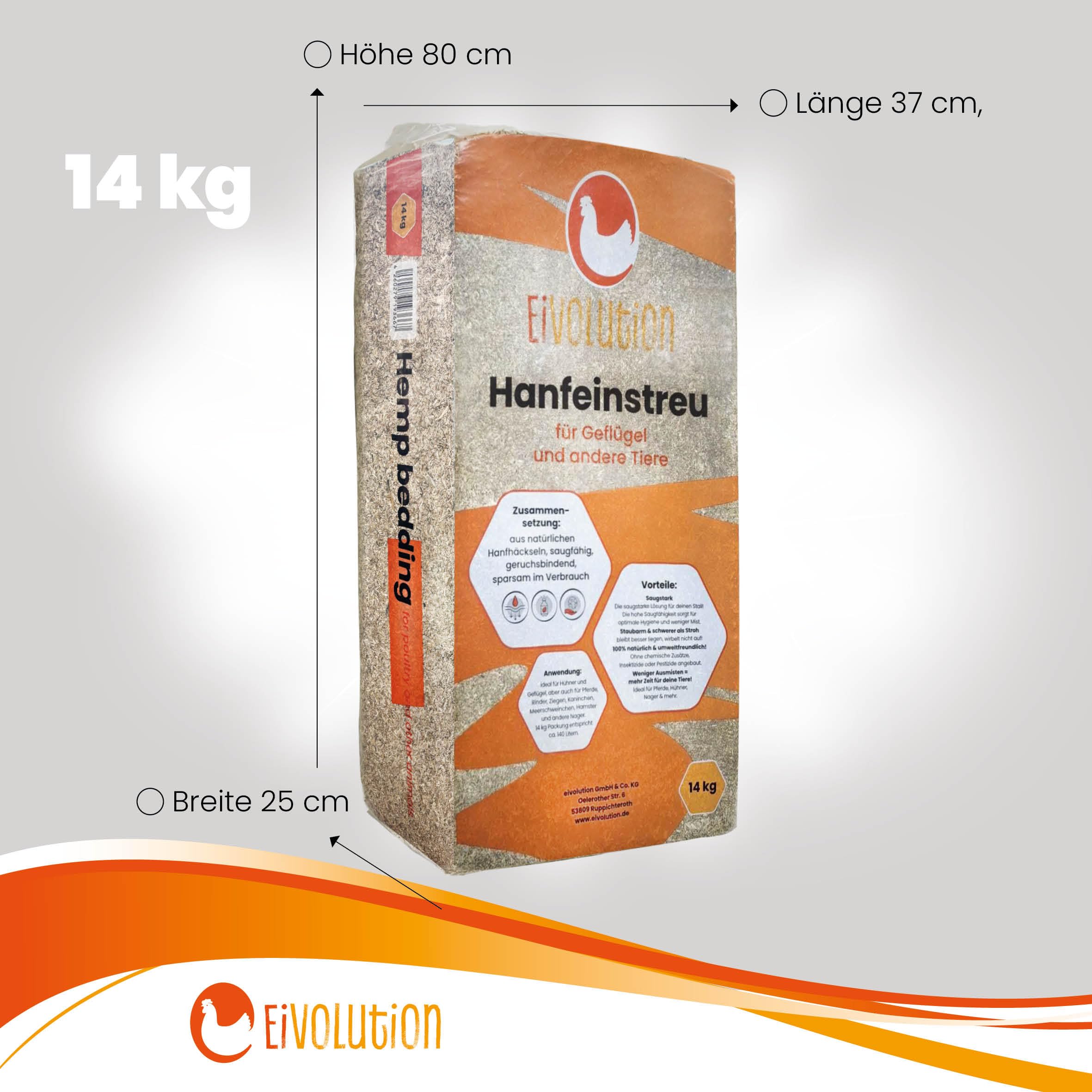 Hanfeinstreu 14 KG - Extreme Saugkraft & Geruchsbindung für Hühner, Pferde & Nager - Staubarm & Umweltfreundlich - Kompostierbar