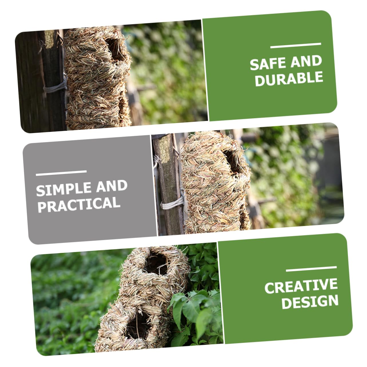 GRIRIW 2Pcs Straw Bird Nests Outdoor Bird Houses for Garden Decor Breeding Nests for Birds and Animals Weather Birdhouses Present for Bird Lovers