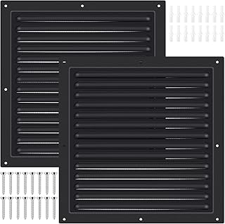 2 Pcs 12" x 12" Gable Vent Shed Attic Vent with Screen Mesh Square Metal Vent Covers Vent Grille for Exterior Door House Attic Garage Ceiling, Boost Ventilation and Guard Against Moisture (Black)