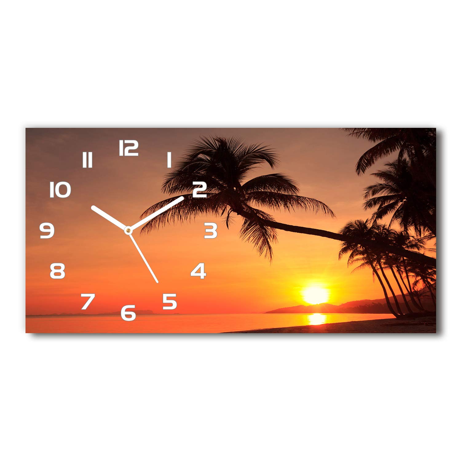 Horloge en Verre 60x30cm Silencieuse Tulup Grand Format à Poser Objet Décoratif Plage et Salon