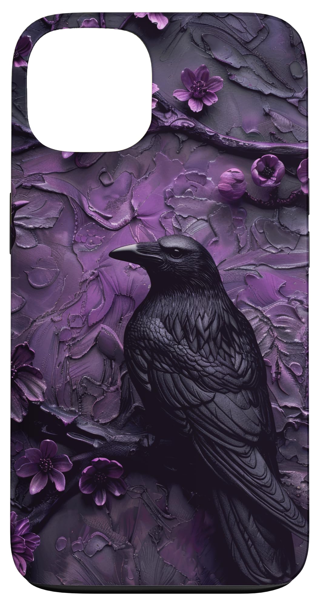 Gothic Goth Dark Spooky Raven Crow Witchy Tree Purple Flower Case for iPhone 13