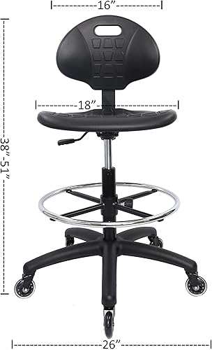 Miniatura 8 de Chair Master - Silla ergonómica antiestática de poliuretano ESD, altura ajustable, resistente, fácil de limpiar para investigación, laboratorio y