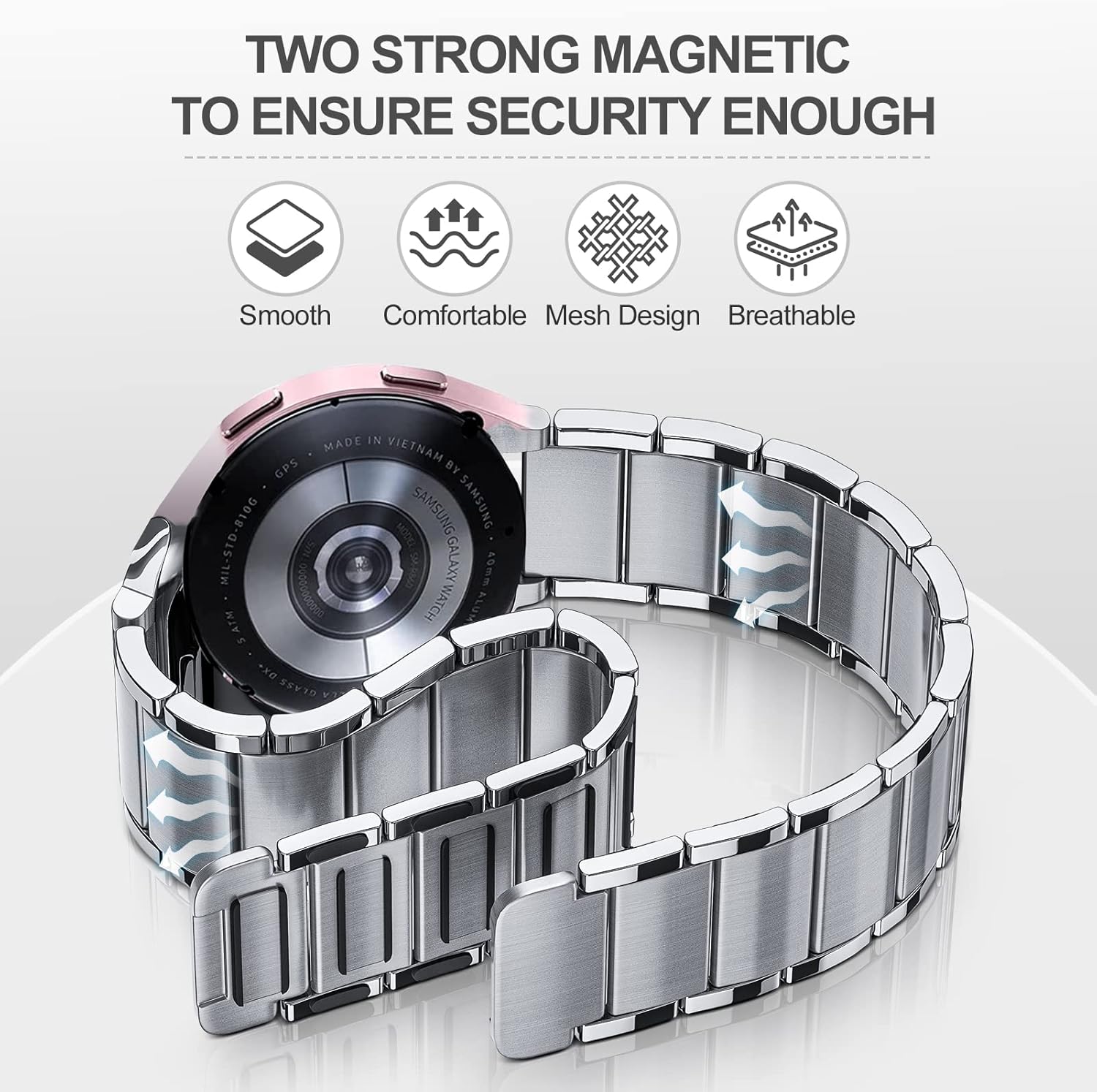 ORIbox 20mm Watch Bands Compatible for Watch Bands,Samsung Galaxy Watch 4 Band,Galaxy Watch Active 2 Bands,Galaxy Watch 4,Galaxy Watch 3 41mm,Galaxy Watch 42mm,High-Grade Adjustable Strap Magnetic Wristband for Men Women : Everything Else