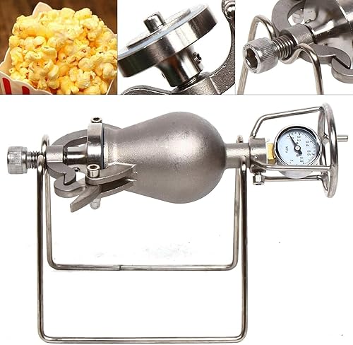 Miniatura 2 de Máquina tradicional de palomitas de maíz a la antigua, mini manivela de acero inoxidable, amplificador de comida de cañón de mano, máquina de