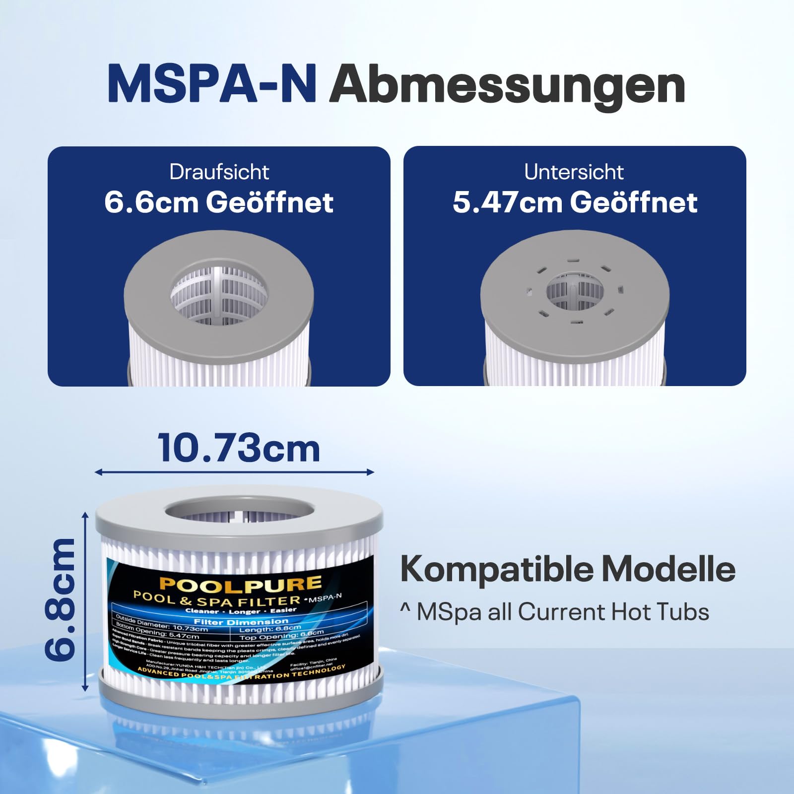 POOLPURE (12er Set) Ersatzfilter kompatibel mit MSpa FD2089