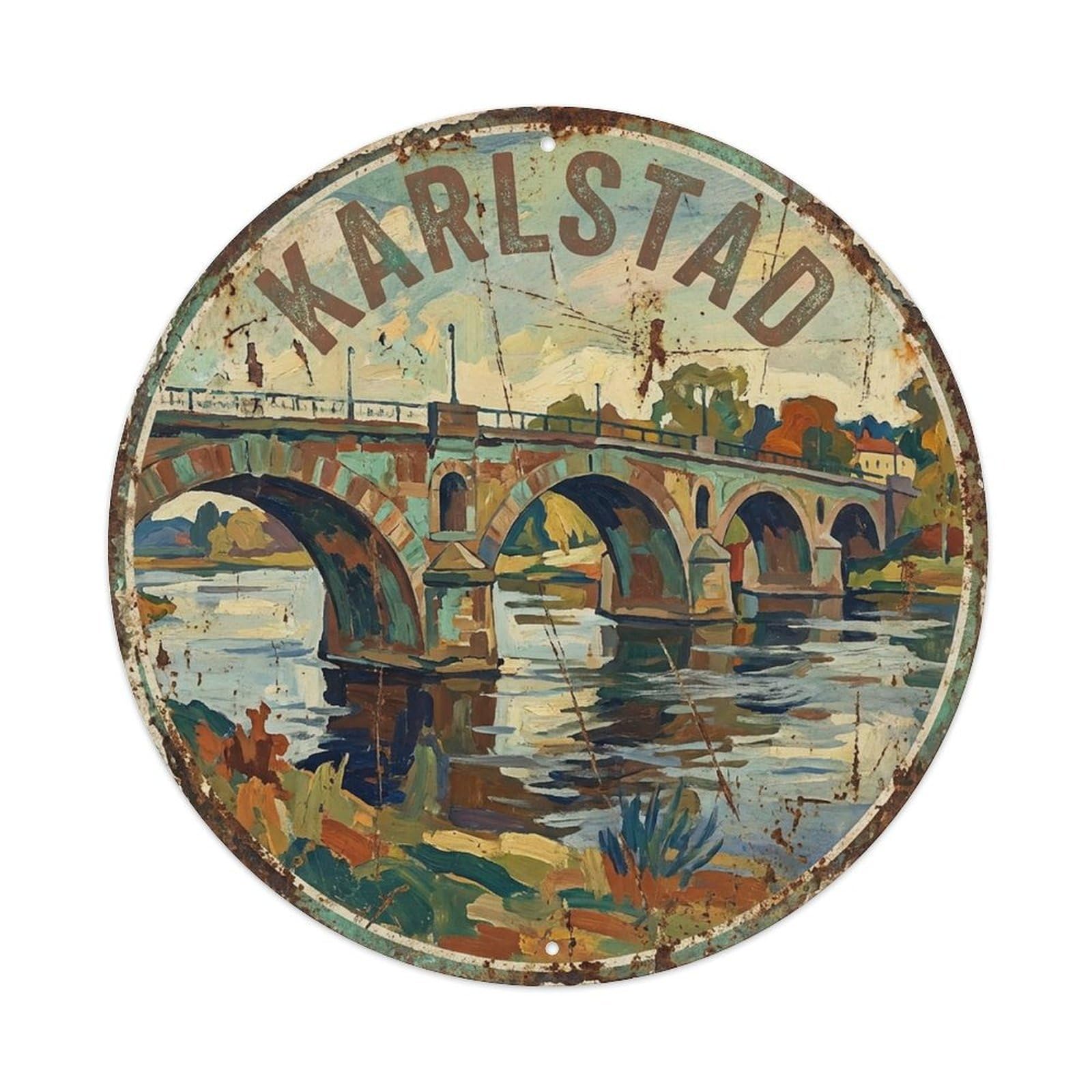 Retro Travel Sweden Karlstad Vintage Metal Tin Sign Plaque Wall Decor for Cafe, Club Bar, Office, Garden Metal Poster 8x8Inch