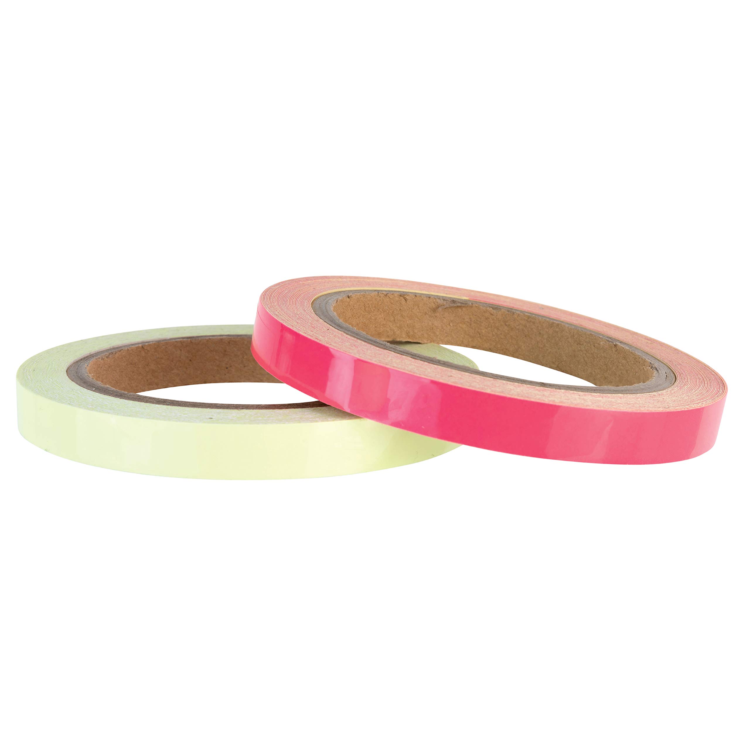 2 Pack of Glow in The Dark Tape - 33 Feet x Half Inch - Pink and Green High Luminous Tape Rolls - Great for Emergency Exits, Stairs, Walls and for Having Lots of Fun