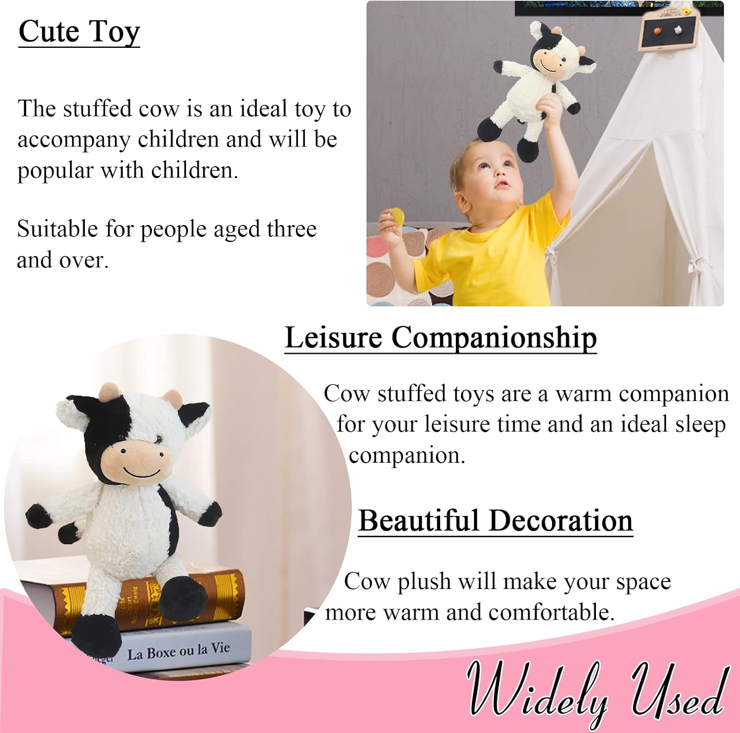 zhidiloveyou 11.8" Cow Stuffed Animals Kawaii Cow Plush Soft Toy Gifts image 4
