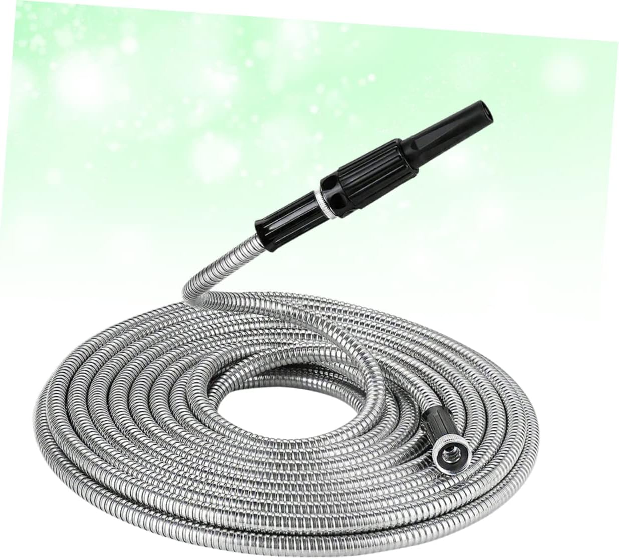 BESTonZON Telescopic Garden Hose Heavy Duty Stainless Steel Watering Hose with Nozzle for Lawn Garden and Car Cleaning Durable Lightweight and Leakproof Design