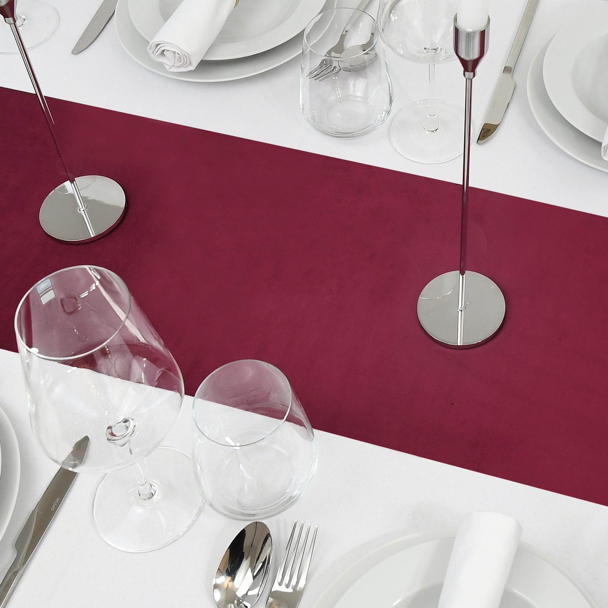 Fluwelen tafelloper, wijnrood, 5 m, zachte stof in matte look, 28 cm breed, elegante decoratie voor Kerstmis, bruiloften, verjaardagen en evenementen