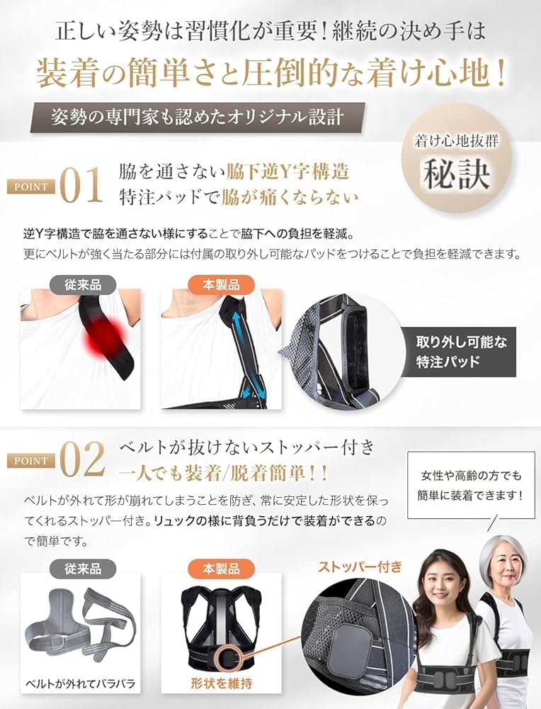 Amazon | 【脇を通さない逆Y字】 猫背ラボ ストレートドクター