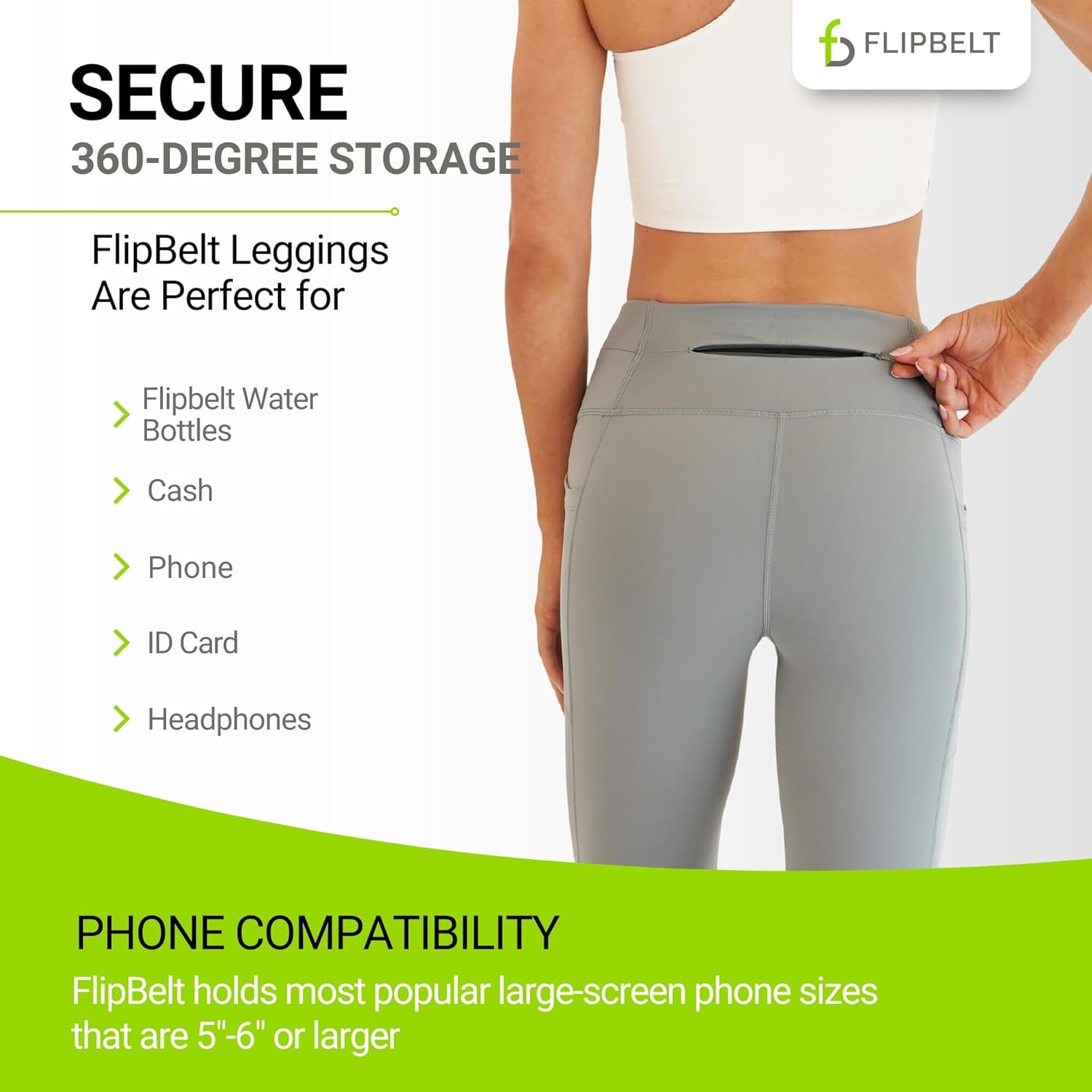 FlipBelt Womens Mid Rise Athletic Leggings - Image 3