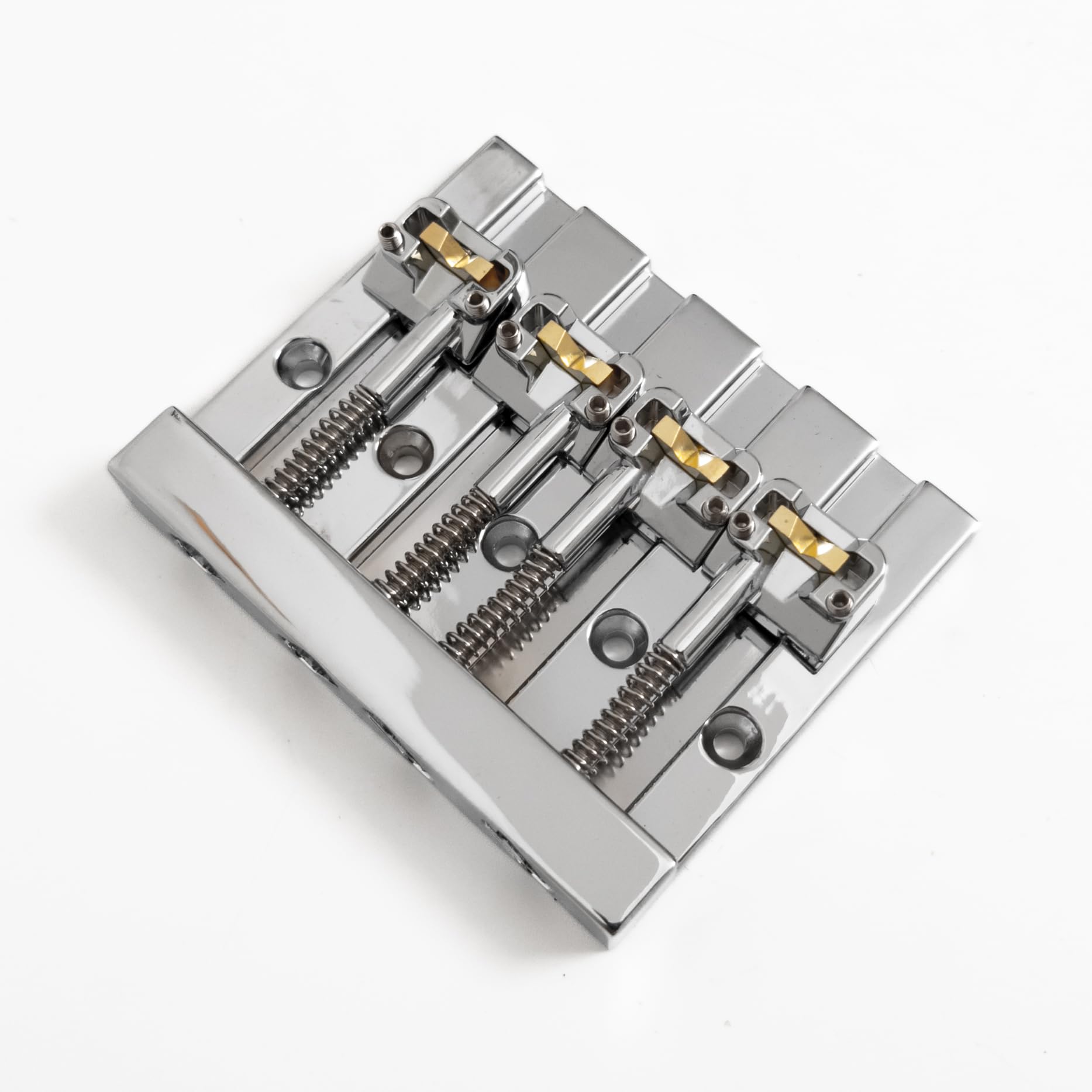 4-strunowy mostek basowy High Mass – regulowany chrom/złoty mostek zastępczy do elektrycznej gitary basowej, kompatybilny z Fender Jazz Bass i Precision Bass (chrom)