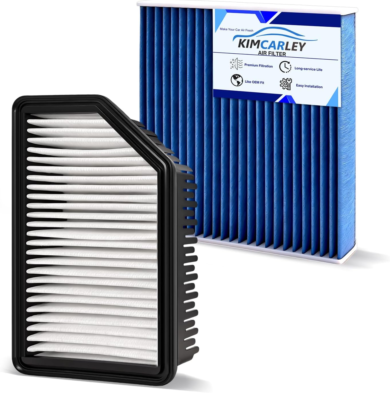 1pc Cabin & 1pc Engine Air Filter Kit Accessories for Kia Soul 2014 2015 2016 2017 2018 2019 L4 1.6L 2.0L Activated Carbon Automotive Engine Cabin Air Filter Replacement for CF12002 CA11206