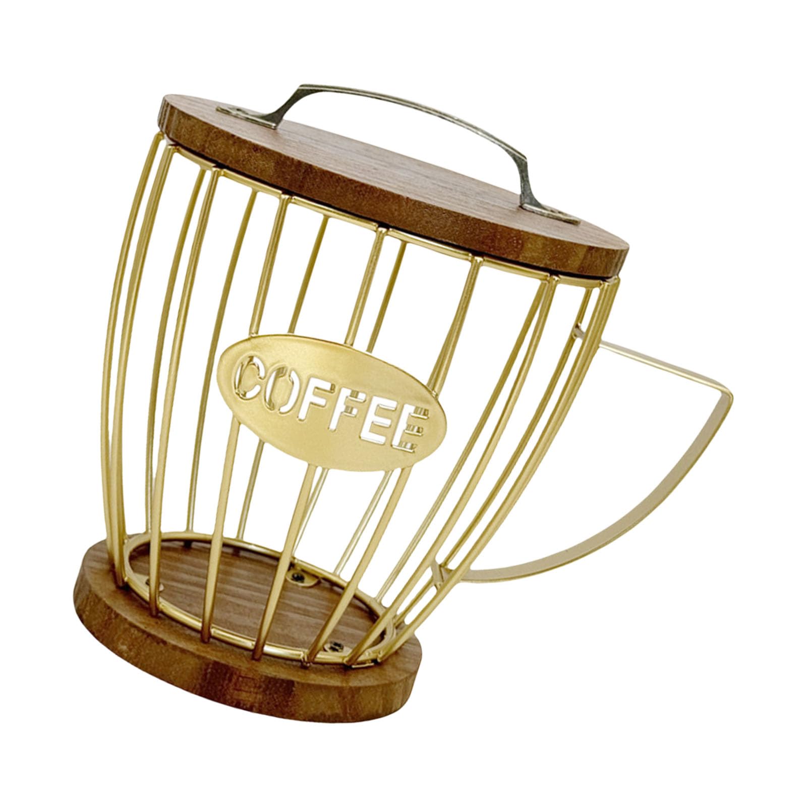 Msioytog Gold Large Capacity Coffee Pods Organiser Holder For Kitchen Countertop Fruit Basket Stylish Candy Storage Rack Kitchen Countertop Storage Basket