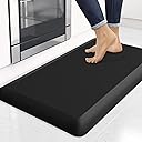 4/5 Inch Thick Kitchen Mats for Floor, StepRite Kitchen Rug for Standing Desk, Non-Slip, Thicker, Stain Resistant, Water Resistant, Comfort Anti Fatigue Floor Mat for Home, Kitchen, Office - Black