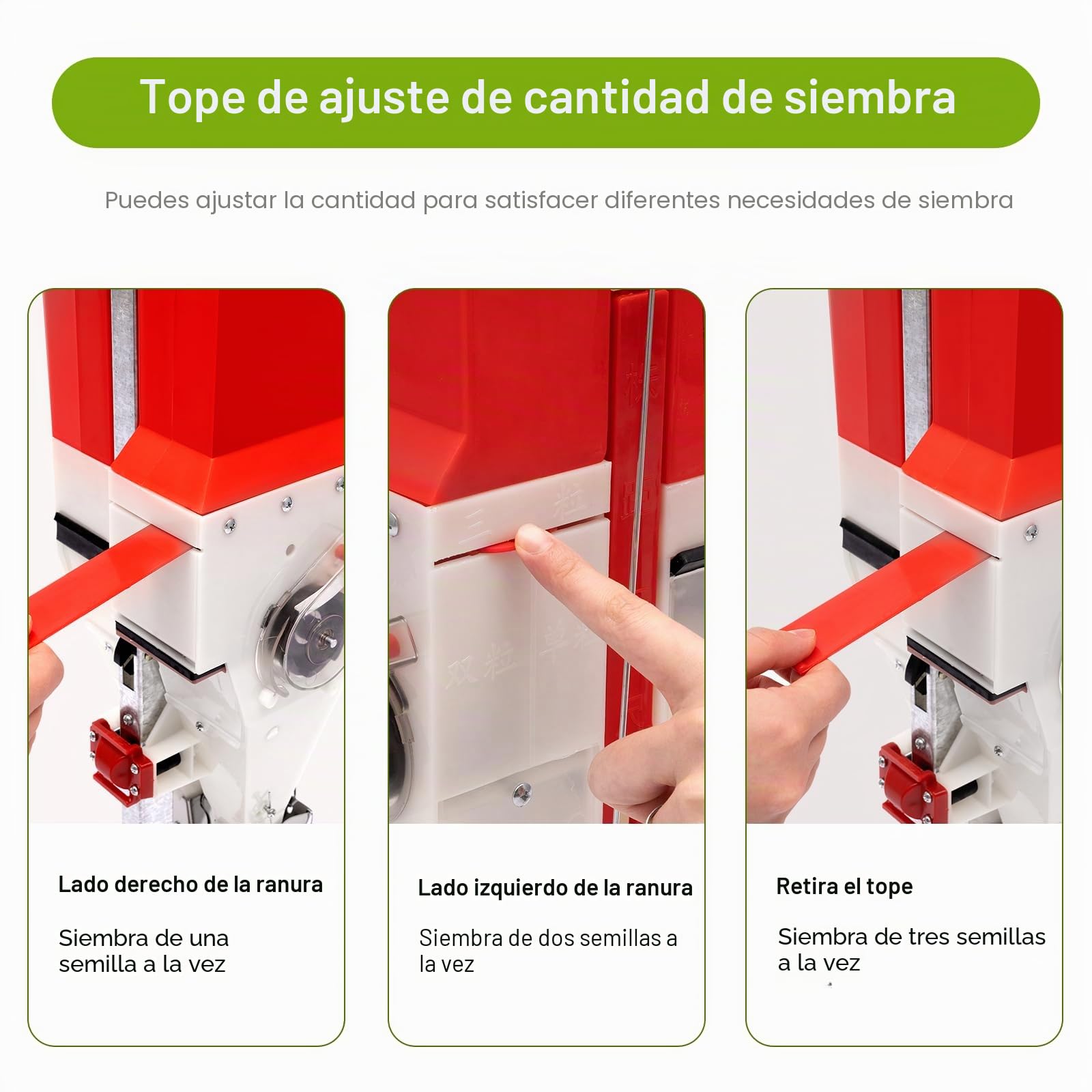 Sembradora automática, sembradora Manual de precisión de Metal para jardín, sembradora Ajustable manualmente para Vegetales, Capacidad de Caja de Semillas de 1,1 kg