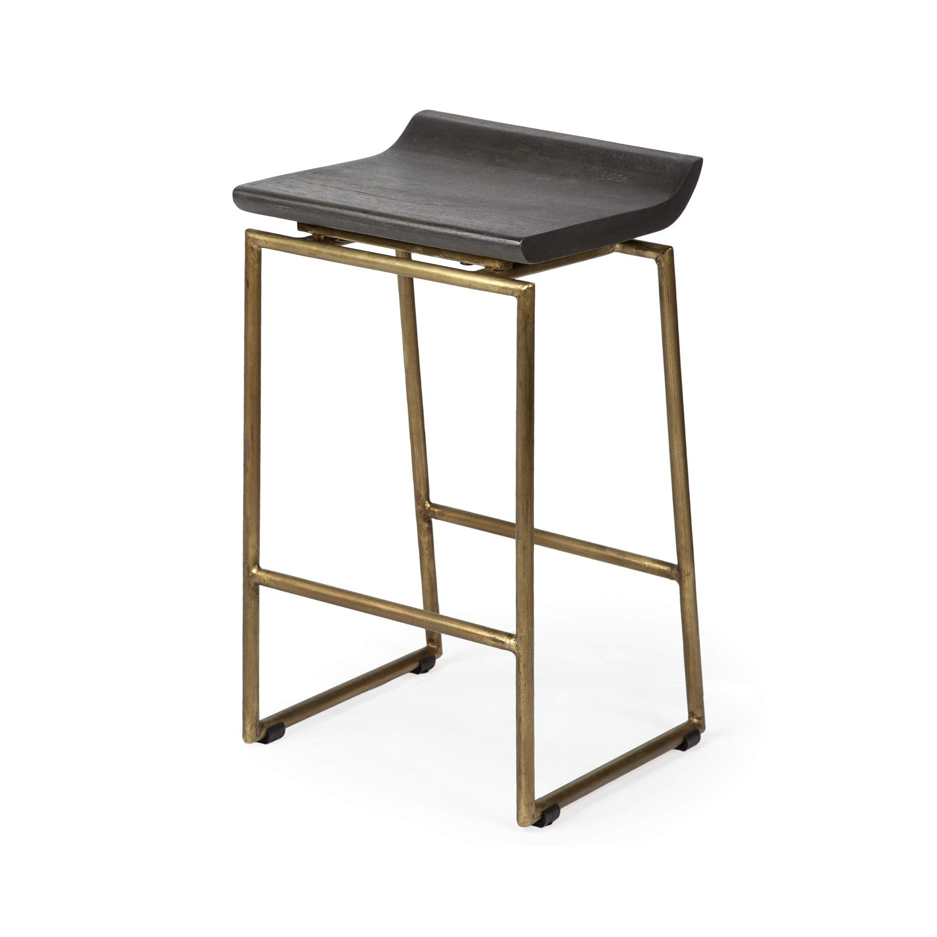Mercana Givens I Bar Stools, 15" x 14" x 24", Dark Brown | Antiqued-Gold
