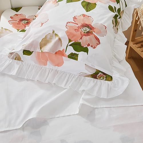 Vista 16 de Brandream Toddler Bedding Sets for Girls Cotton Bed in A Bag Garden Floral Comforter Set Pink Blue Green Toddler Children Bedroom Bedding Set, 4