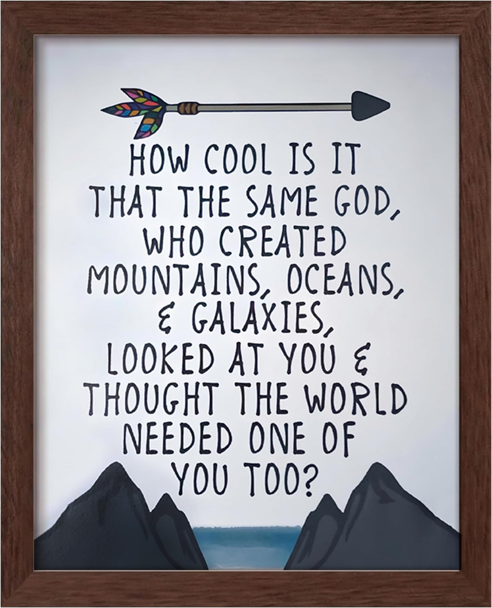Inspirational Christian Wall Art – 8x10 Unframed Print – Faith Quote Artwork with Mountains and Arrow Design – Motivational Religious Décor for Bedroom, Living Room, Office, or Gift Giving