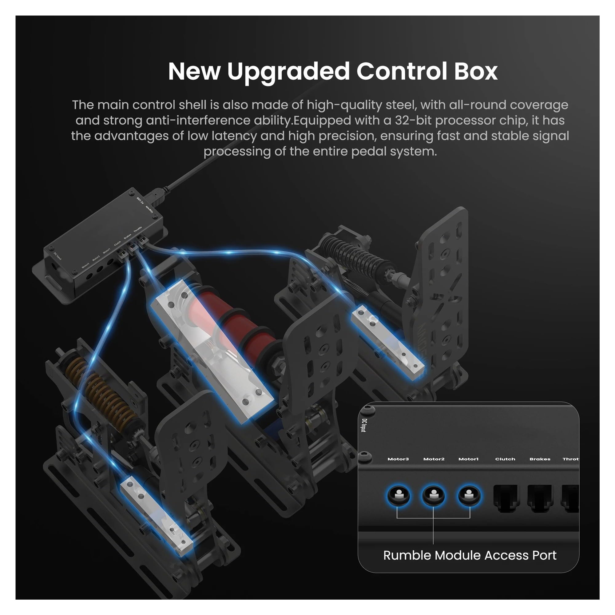 Pedales Freno Pedales Para Simulador De Carreras De PC Con Soporte Para Motor De Vibración Y Accesorios Para Juegos De Conducción Pedal Coche(Black X-P2-H2)