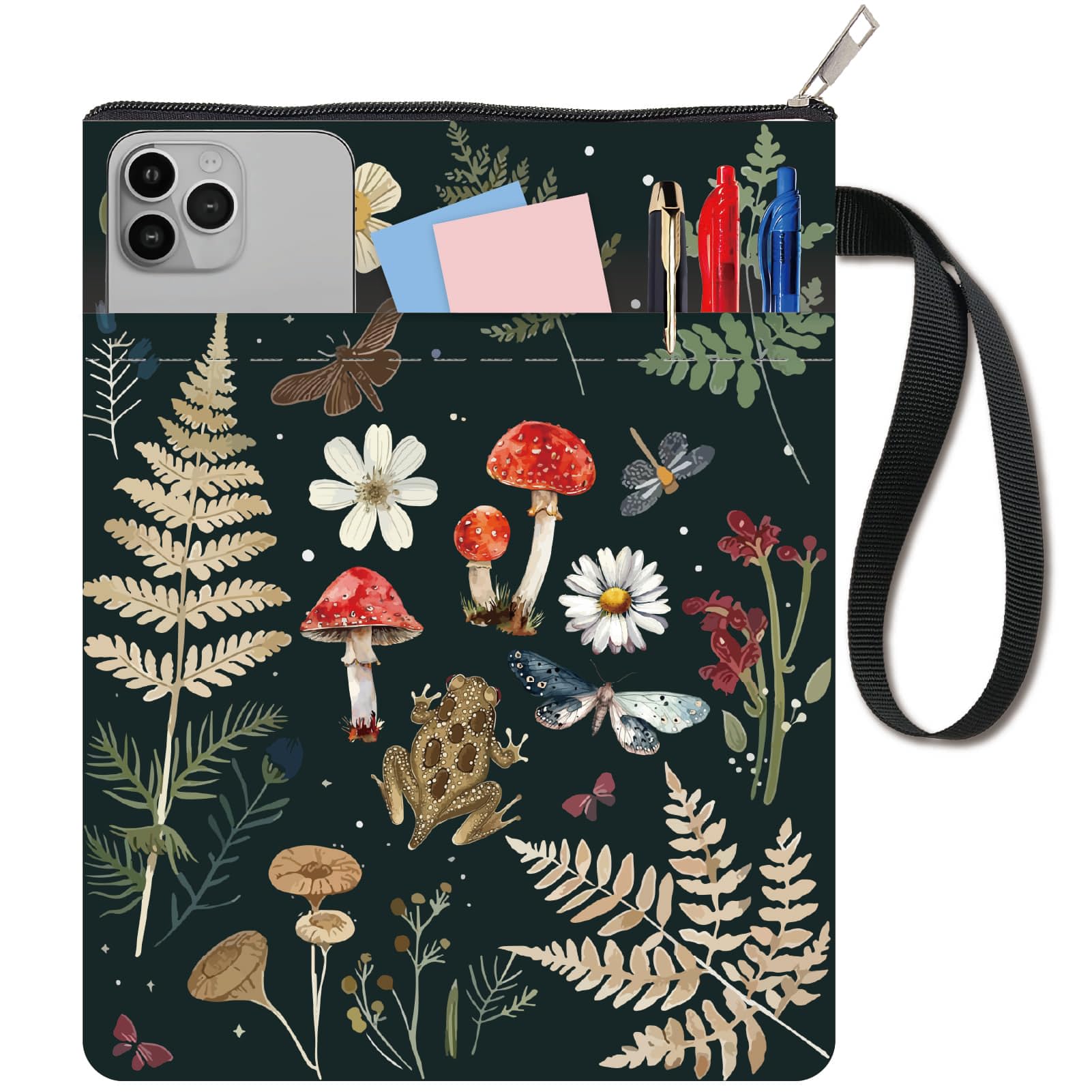 CRASPIRE Insects Book Covers Leaf Book Sleeve Flower Book Protector for Paperbacks Washable Fabric Cloth Book Cover with Zipper and Extra Sleeve Pocket for Book Lovers Classmate Gifts