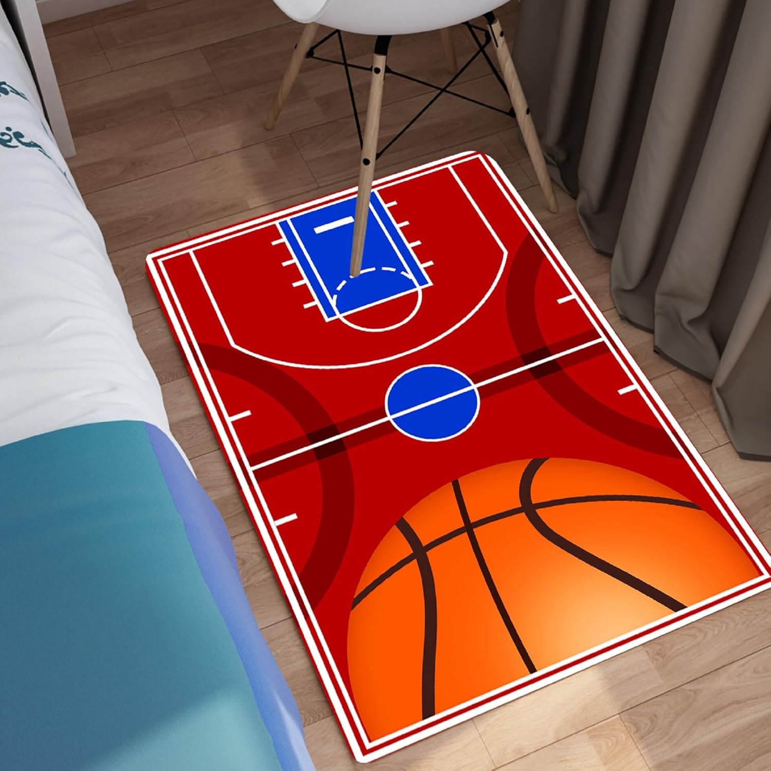 Basketball Rug for Boys Bedroom - Basketball Court Rug Sport Area Rugs Carpet for Kids Printed Basketball Court Decor Floor Mats, 2x3 Feet