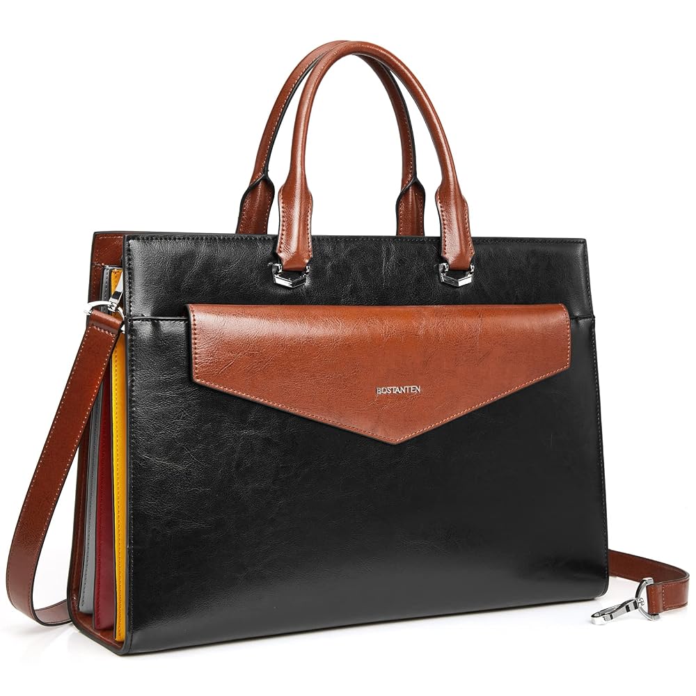 BOSTANTEN Briefcase for Women Laptop Tote 15.6 Inch Genuine Leather