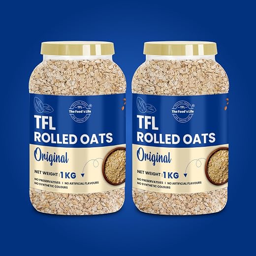 The Food's Life Rolled Oats 1kg | 100% Natural Wholegrain | High Fibre | No Preservatives, No Artificial Flavours or Colou...