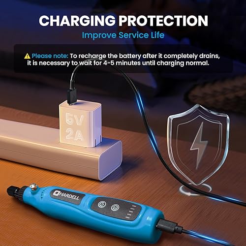 Miniatura 15 de HARDELL Mini herramienta giratoria inalámbrica de 3.7 V, kit de herramientas rotativas de 5 velocidades con 43 accesorios, herramienta giratoria