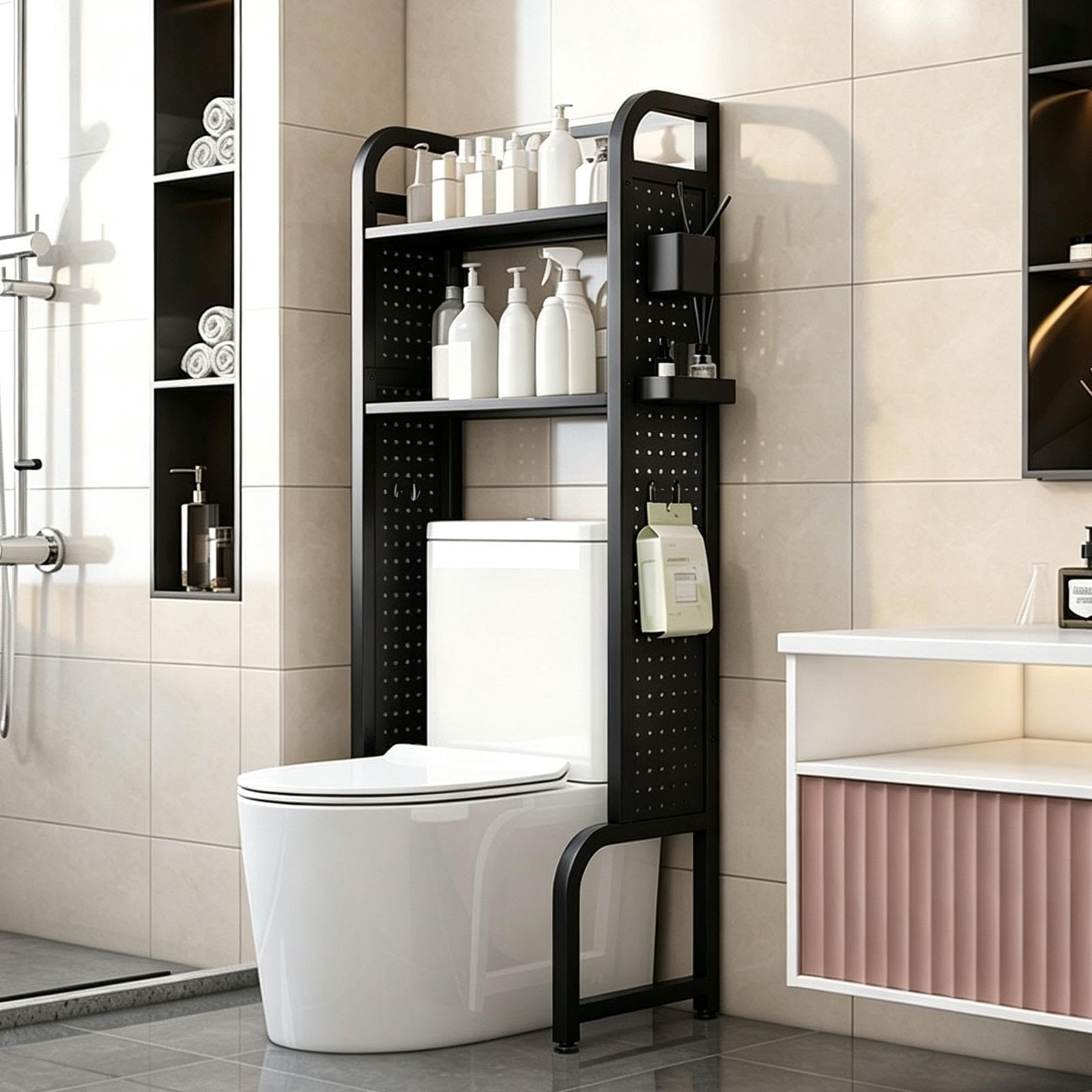 Generico Mobile Lavatrice Contenitore da Bagno Sopra WC Porta Asciugamani