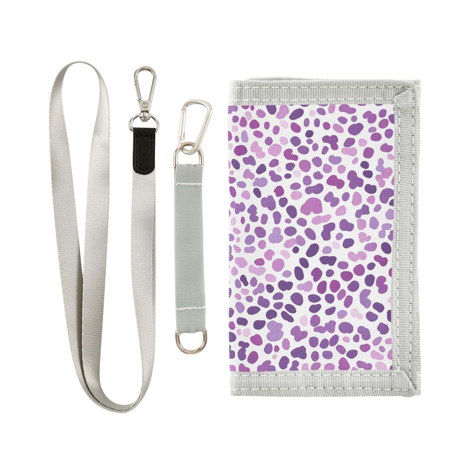 zyrtty Kids Wallets for Boys Girls Ages 4-18 Trifold, Purple Leopard Pattern Wallet with Zippered Coin Pocket and Card Holders, Novelty Wallet for Childrens Birthday Gifts