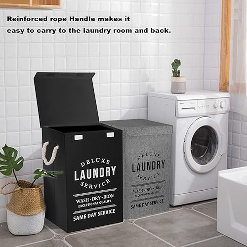 Miniatura 5 de U Trip Cesta de lavandería con tapa, cestas grandes de lavandería de lujo de 85 litros, cesta plegable para la ropa sucia, cesta de almacenamiento