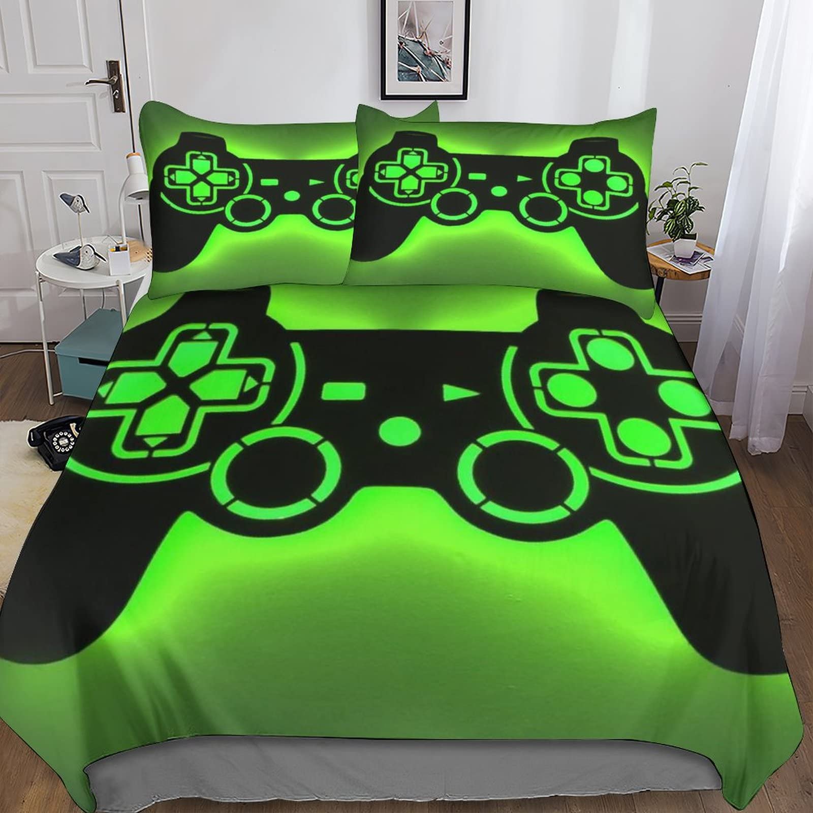 Housse de couette jeu vidéo 200x200 cm anti-transpiration pour garçons et filles